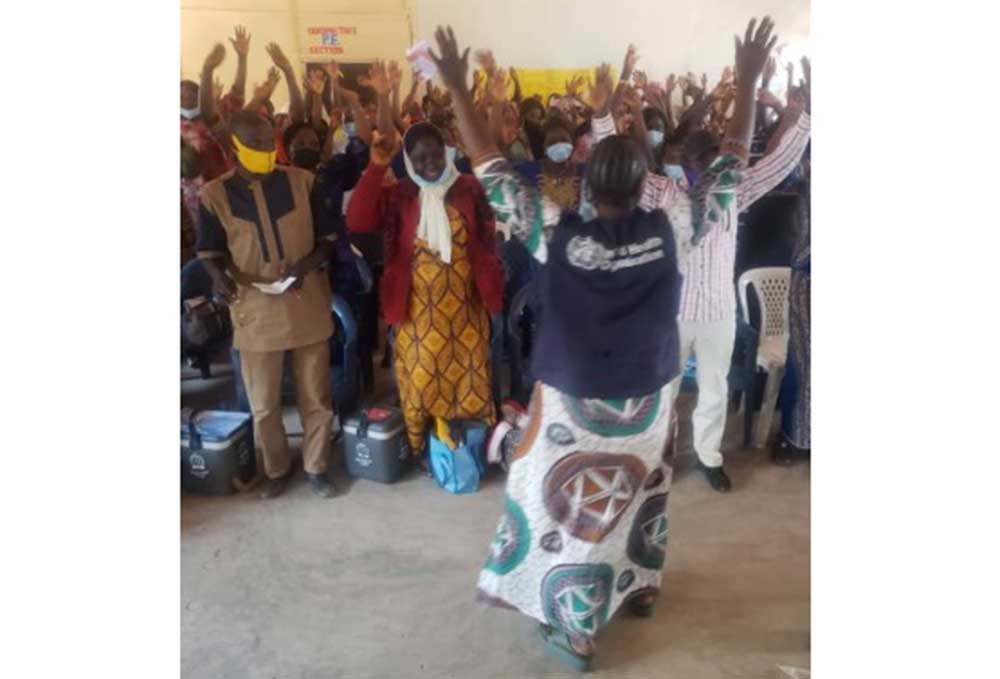 A training session with health workers for COVID-19 vaccinations