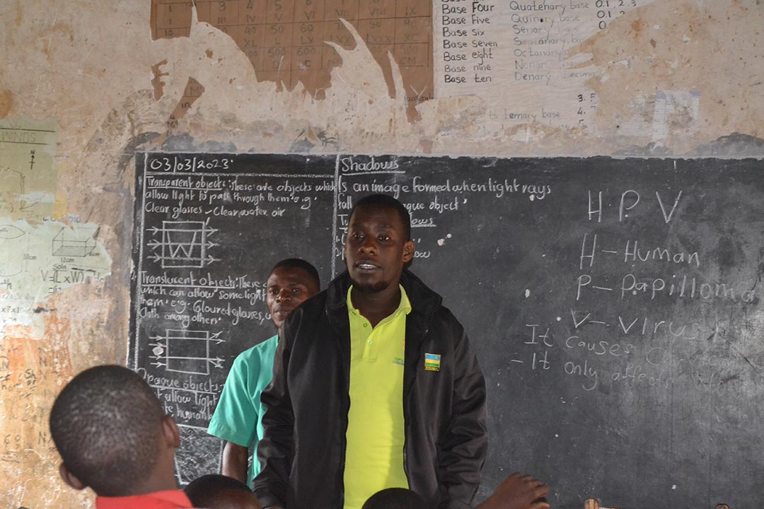 NAWEC talks to students before vaccination. Credit: Dicta Asiimwe