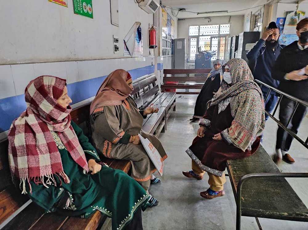 Patients waiting in waiting hall for their turn to get treatment at Kashmir's Chest Disease hospital in Srinagar. Credit: Nasir Yousufi