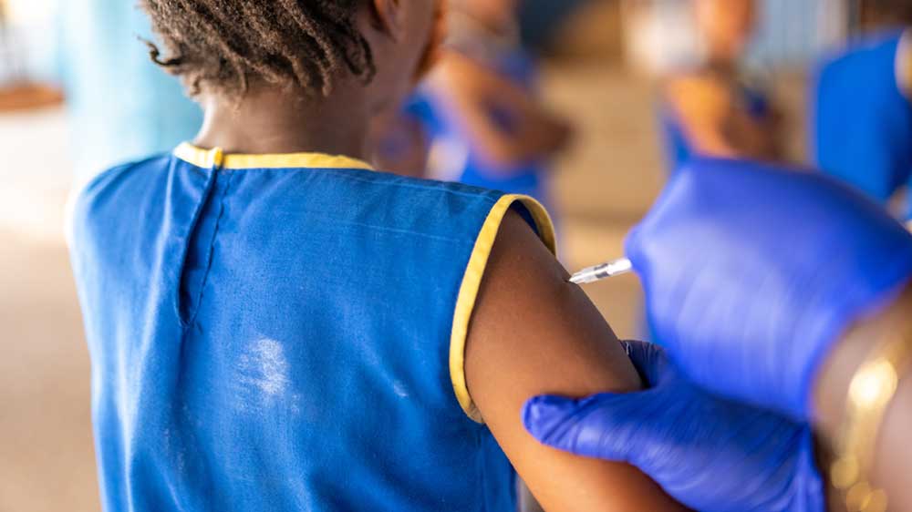 A girl getting vaccinated against HPV. Credit: Gavi/2023/Dominique Fofanah