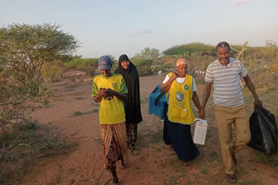 Sahra Ali and other volunteers take the measles vaccine in Elram Village, Mandera County. Credit: Mohamed Ali, Mandera County press