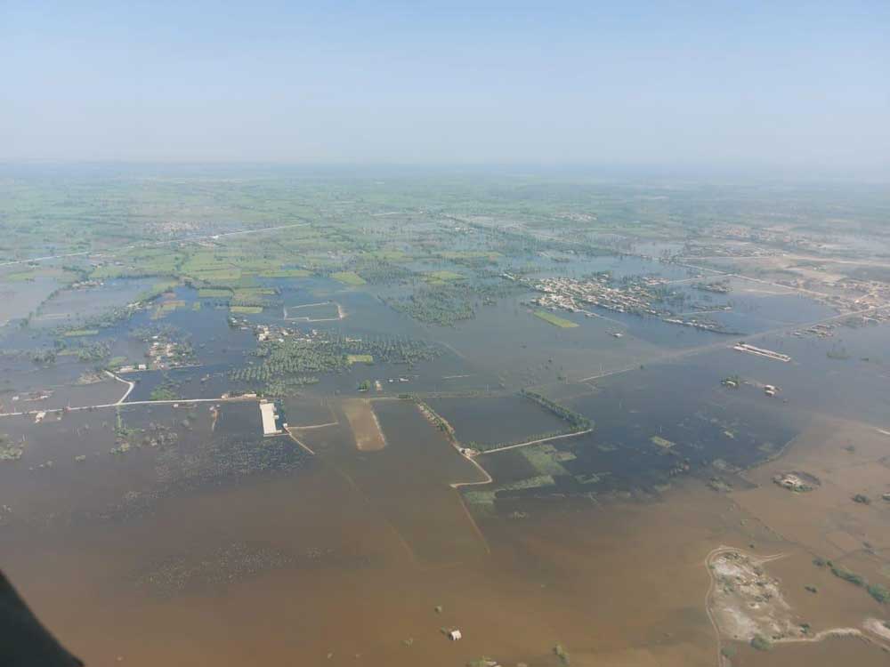 Zone inondée au Pakistan lors des inondations de 2022. Crédit : Ministère des services nationaux de santé et Autorité nationale de gestion des catastrophes