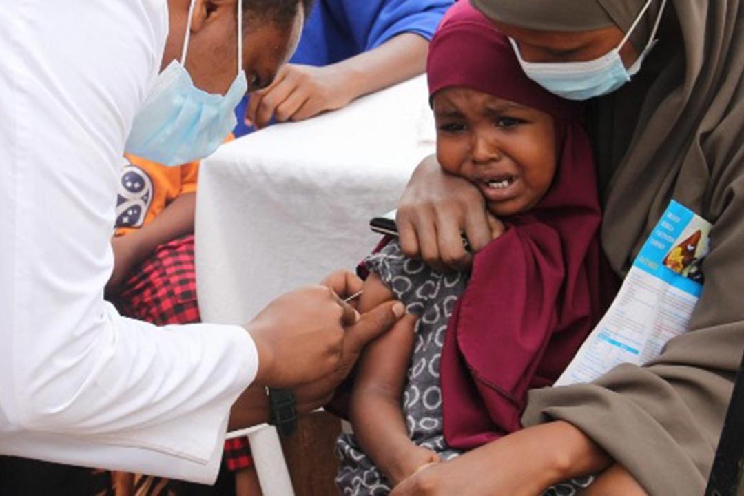 A child receives a jab of the MMR vaccine in Mandera County. Credit: Ibrahim Adan, The Standard