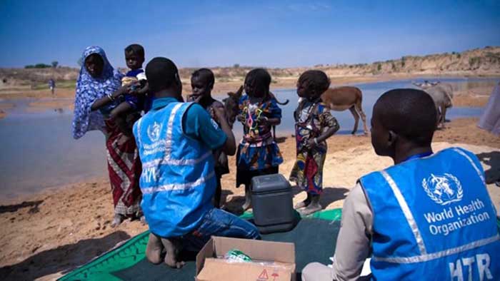 WHO mobile health teams reaching eligible children in the Nomadic settings in Borno State Nigeria. Credit: WHO/Eromosele