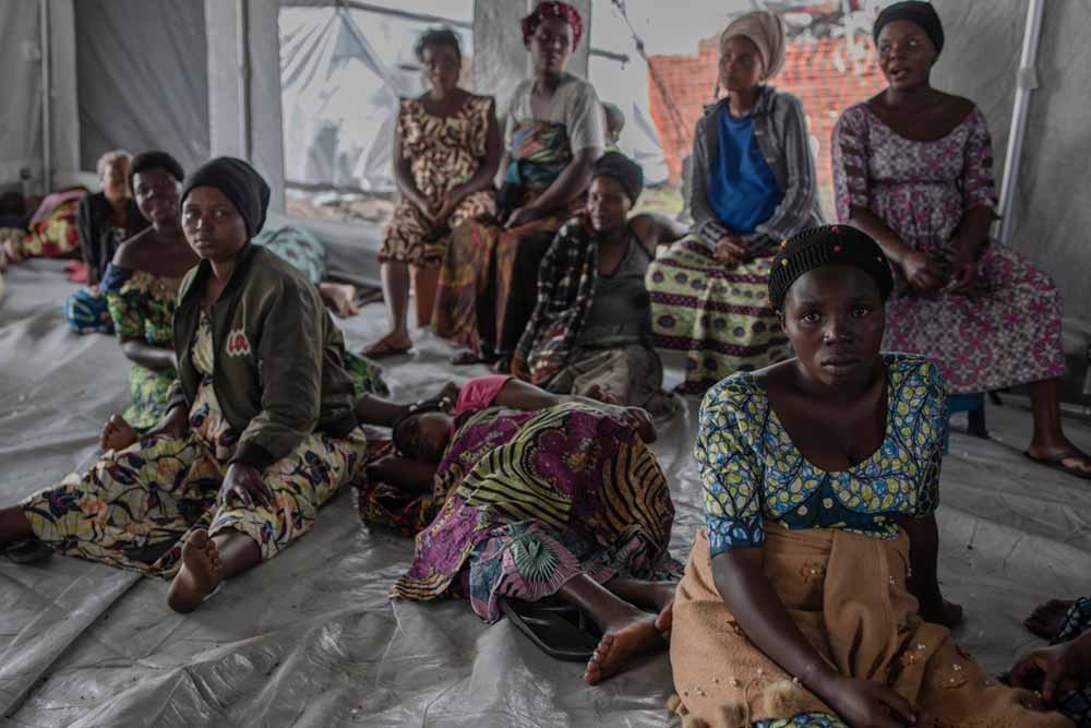 3 March 2023. Pregnant women are waiting for prenatal consultations at a transit health center set up by WHO and partners to meet urgent health needs in Bulengo camp. Photo: WHO / Guerchom Ndebo