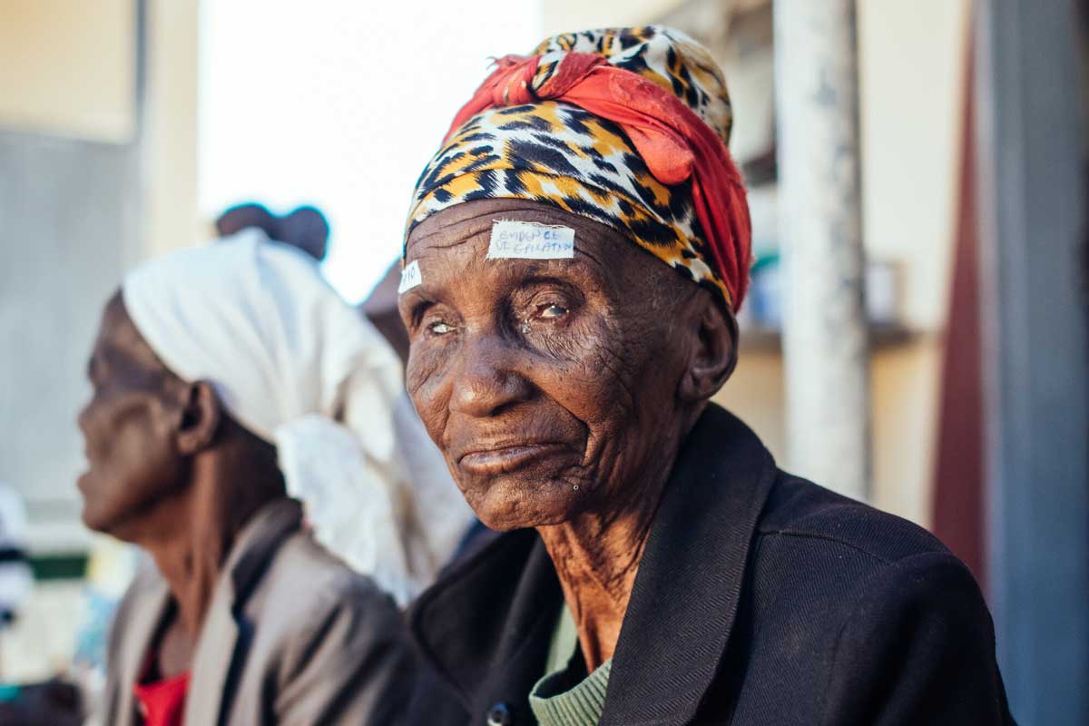 Trachoma patient Belita waits for surgery at Mpilo Hospital in Bulaway in May 2025. Credit: Sightsavers/Jason Mulikita