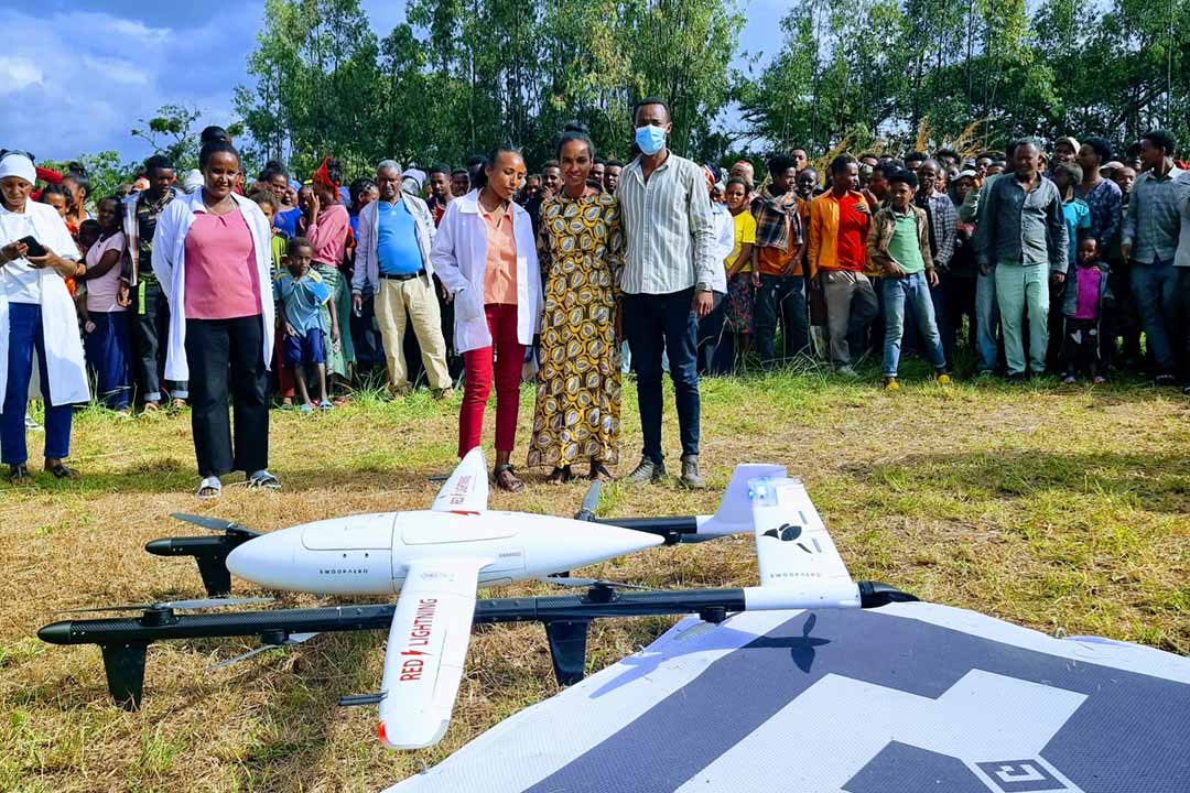 A drone at Hirko Health Centre. Credit: Solomon Yimer