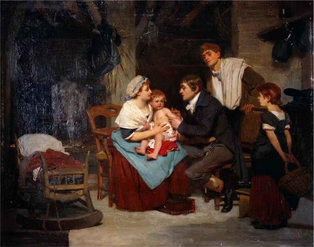 Edward Jenner vaccinating a boy. Oil painting by E.-E. Hille Wellcome
