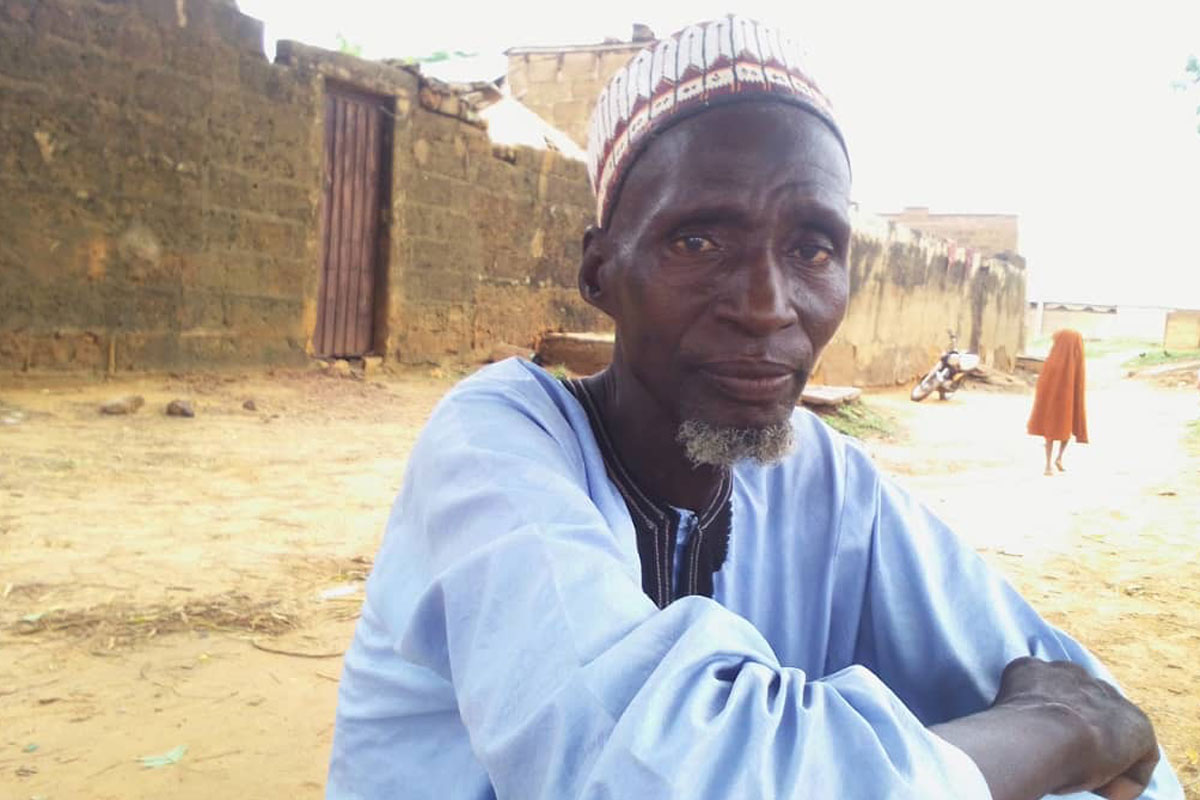 Farmer Ruwace Rugga is just resettling, but intends to donate food to people as soon as his harvests increase. Credit: Jeseusegun Alagbe