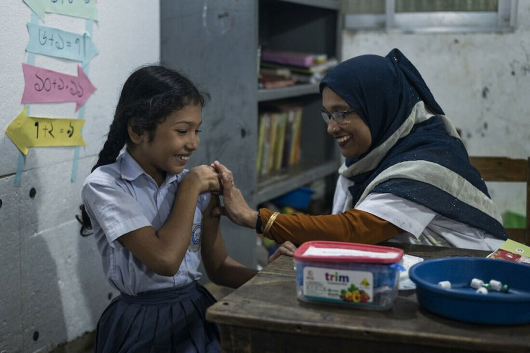 A girl being given the HPV vaccine in Bangladesh. Credit: Gavi/2023/Ashraful Arefin