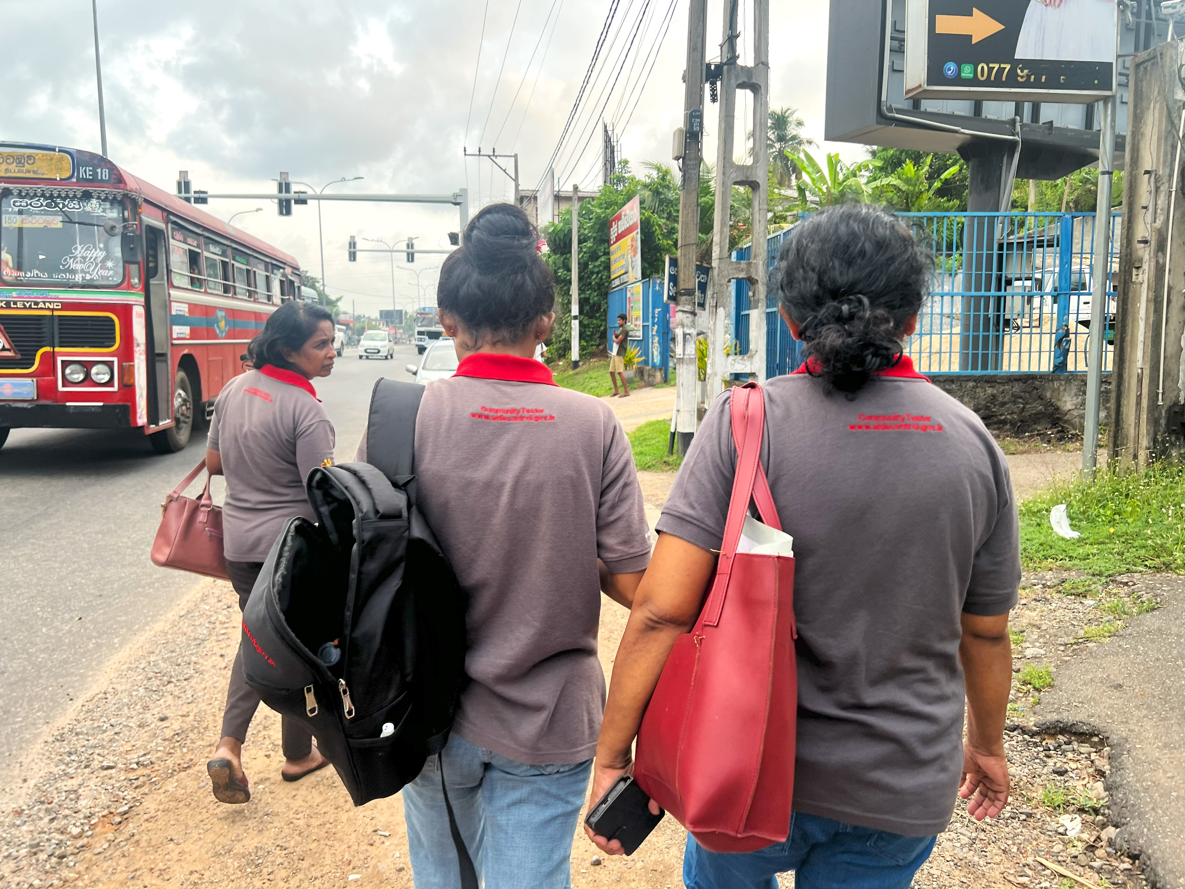 Samanthi Niroshani, Imalsha Prabodani and Nalika Amaratunga on their rounds. Credit: Aanya Wipulasena
