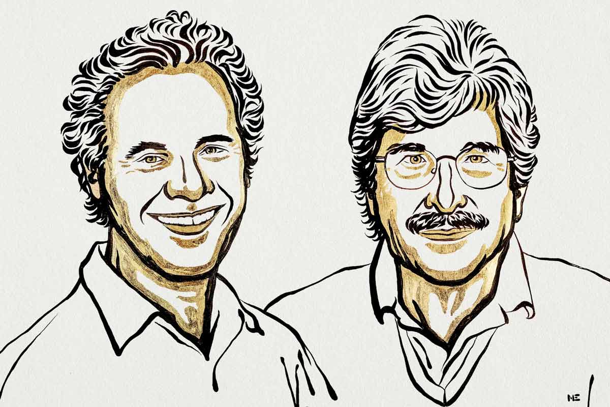 Victor Ambrose and Gary Ruvkun. Ill. Niklas Elmehed © Nobel Prize Outreach