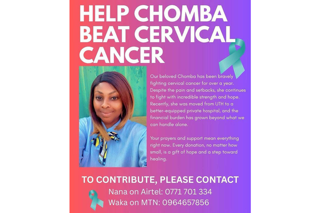 A fundraising flyer for Chomba's medical treatment. Credit: Chomba Nakazwe's Family