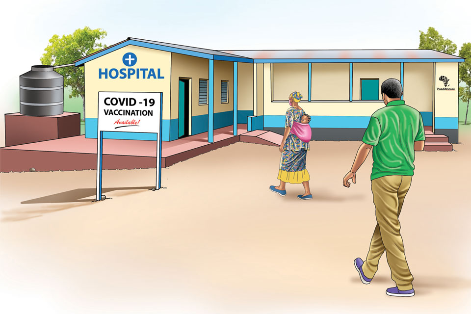 An illustration encouraging people to receive the covid vaccine. Credit: Ben Nyangoma