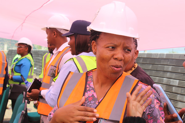 Dr Kabelo Mputsoe speaking to journalists at the sword-turning of the new cancer hospital in Maseru.