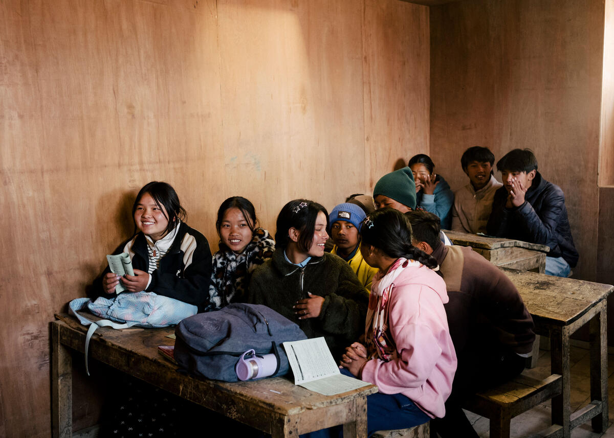Girls are informed about the HPV vaccine at school in Manang, Nepal. Manang, Nepal. March 4, 2025.