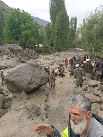 PESHAWAR Residents of Rech village in Upper Chiltral were forced to evacuate after a catastrophic glacial lake outburst flood triggered a massive deluge, carrying huge boulders and causing severe damage to homes.