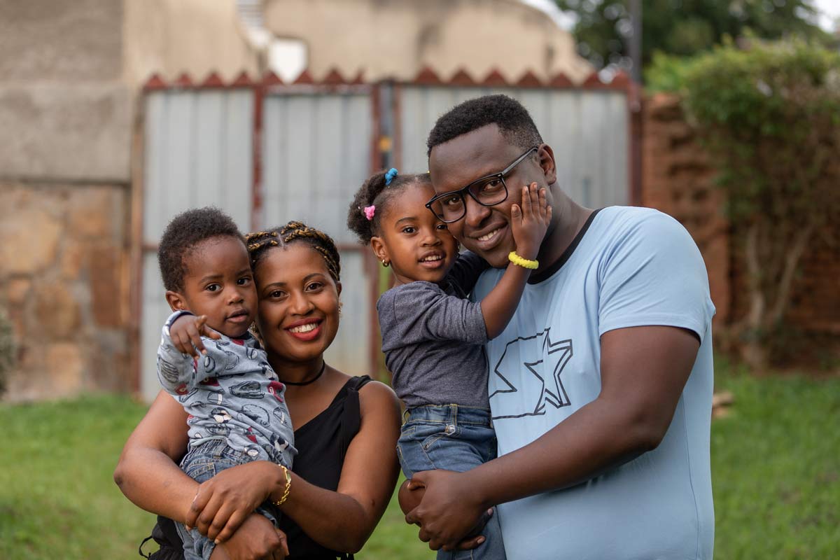 Olivier and Nadine with their two children at home in Rwanda: "As young working parents, it is essential that our kids get all the vaccination they need in order for them to stay healthy and strong." Credit: Gavi/2023/Issac Nkinzingabo Rudakubana