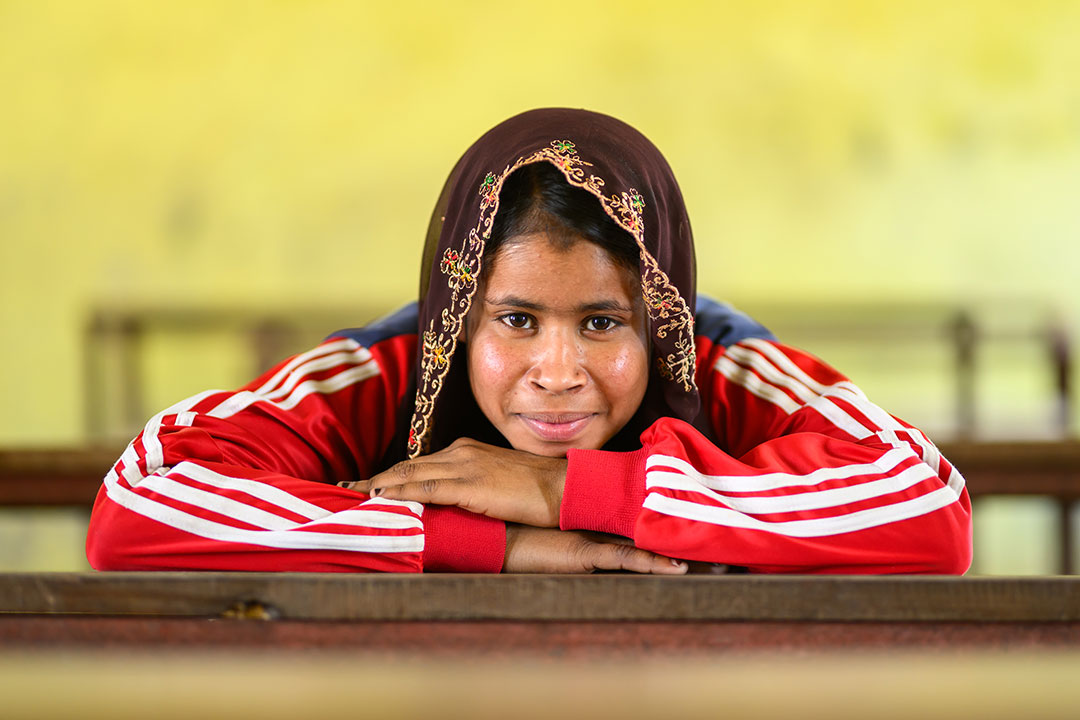 Amina Bhand, a 14-year-old student at Adarsha Secondary School in Narainapur Rural Municipality-2, Laxmanpur, received the HPV vaccine and is delighted, knowing it protects her from cervical cancer. Gavi/2025/Ajay Maharjan