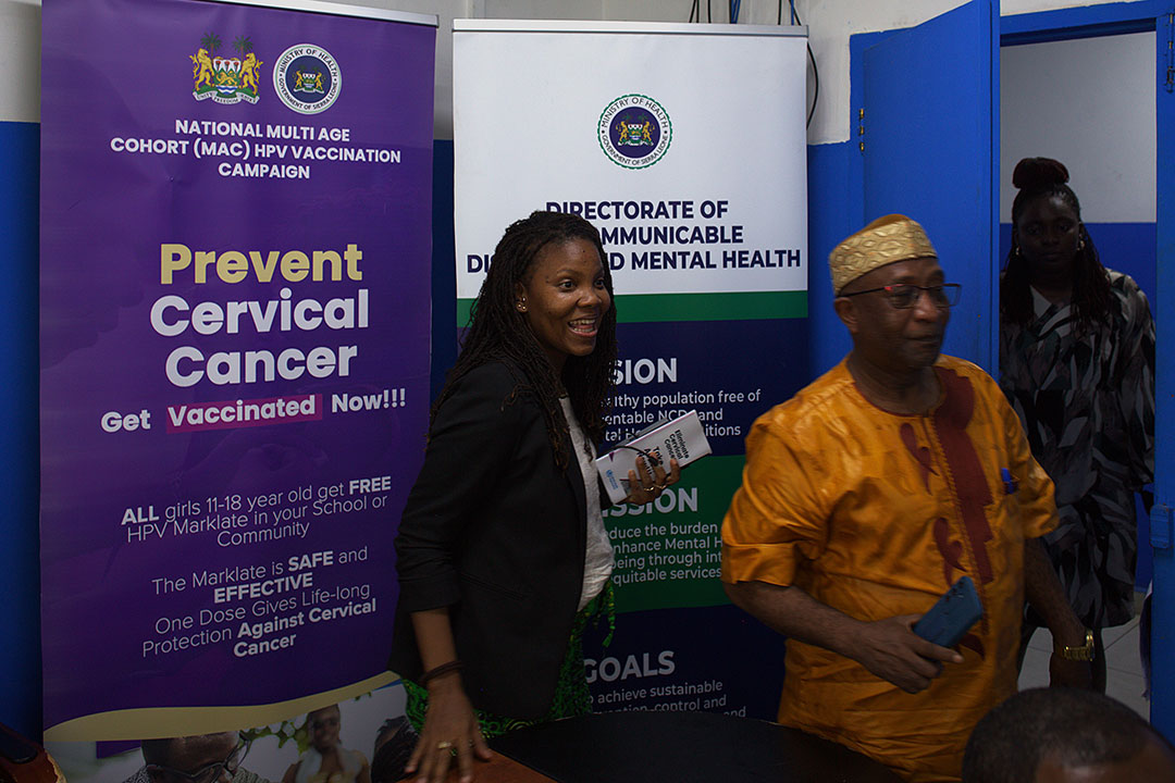 Sierra Leone’s Deputy Minister of Health, Dr Jalikatu Mustapha, with the Deputy Chief Medical Officer, Alieu Wuries. Credit: Saidu Bah