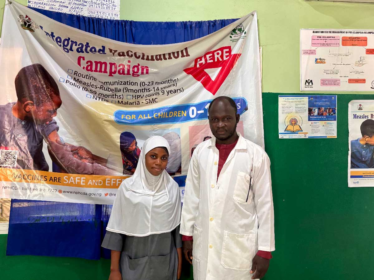 Hafsat Sa'id, routine immunisation officer, and Murtala Musa, second in charge at Giginyu PHC. Credit: Adnan Ahmad