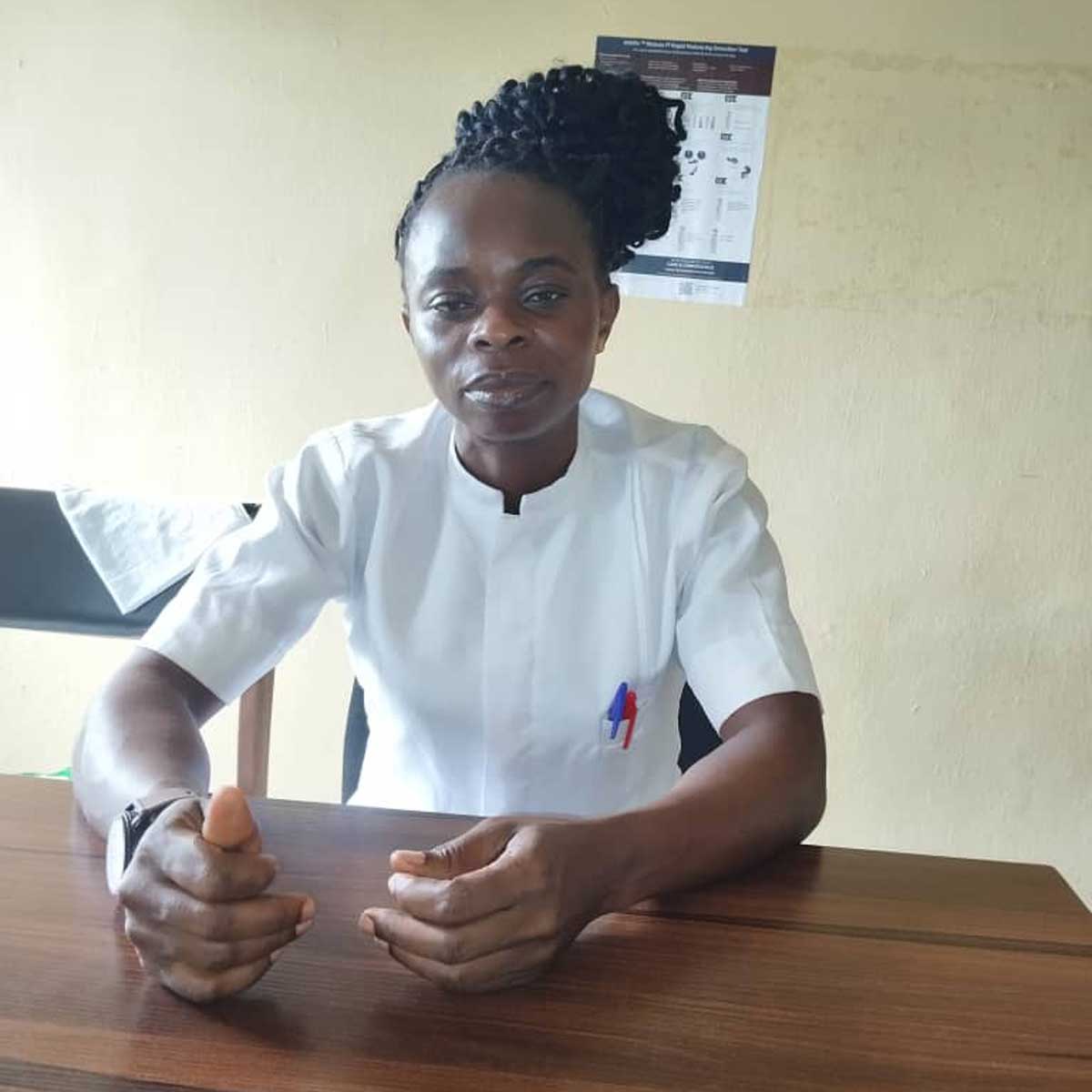 Ms Okpokpo Azibaloghom, junior community health extension worker and a health facility volunteer. Credit: Lara Samuel