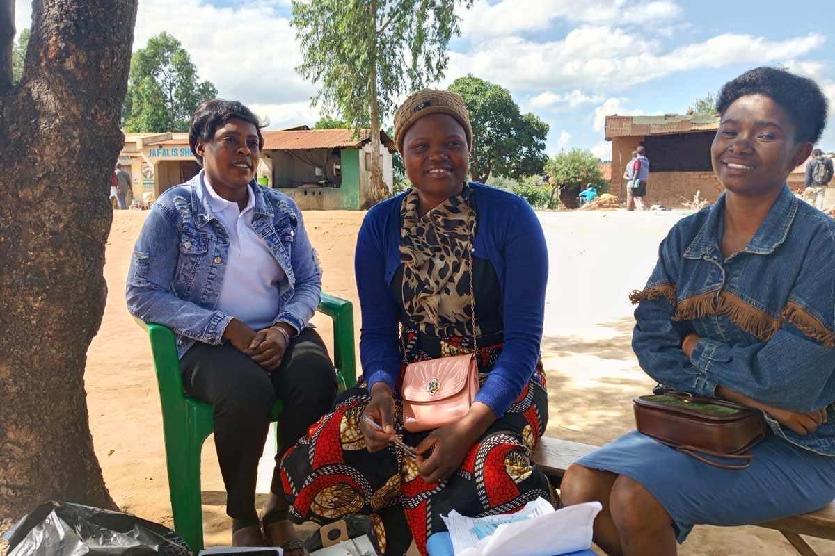 Lizzie Banda and her colleagues at Namame where they were delivering the vaccine. Credit: Charles Pensulo