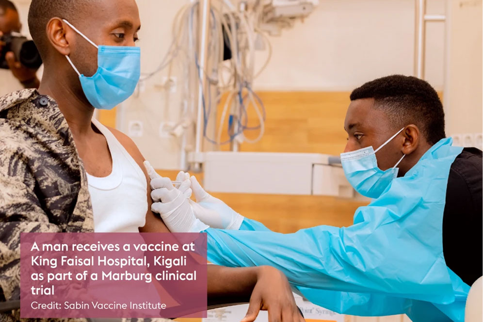 Man receives vaccine, King Faisal Hospital, Kigali. Credit: Sabin Vaccine Institute
