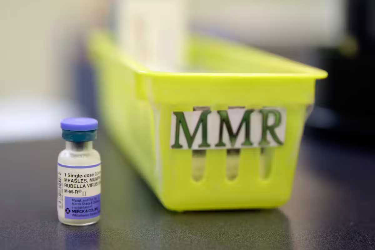 A vial containing the MMR vaccine. Credit: THE CANADIAN PRESS/AP, Eric Risberg
