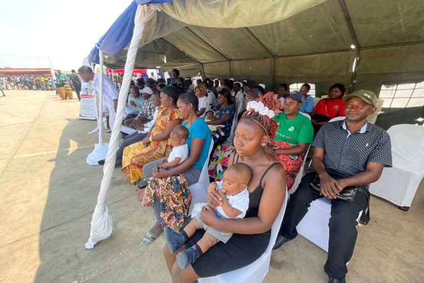 District Health Official Temwanani Mtonga speaks during a malaria vaccine sensitisation meeting in Lumezi District. Credit: Temwanani Mtonga