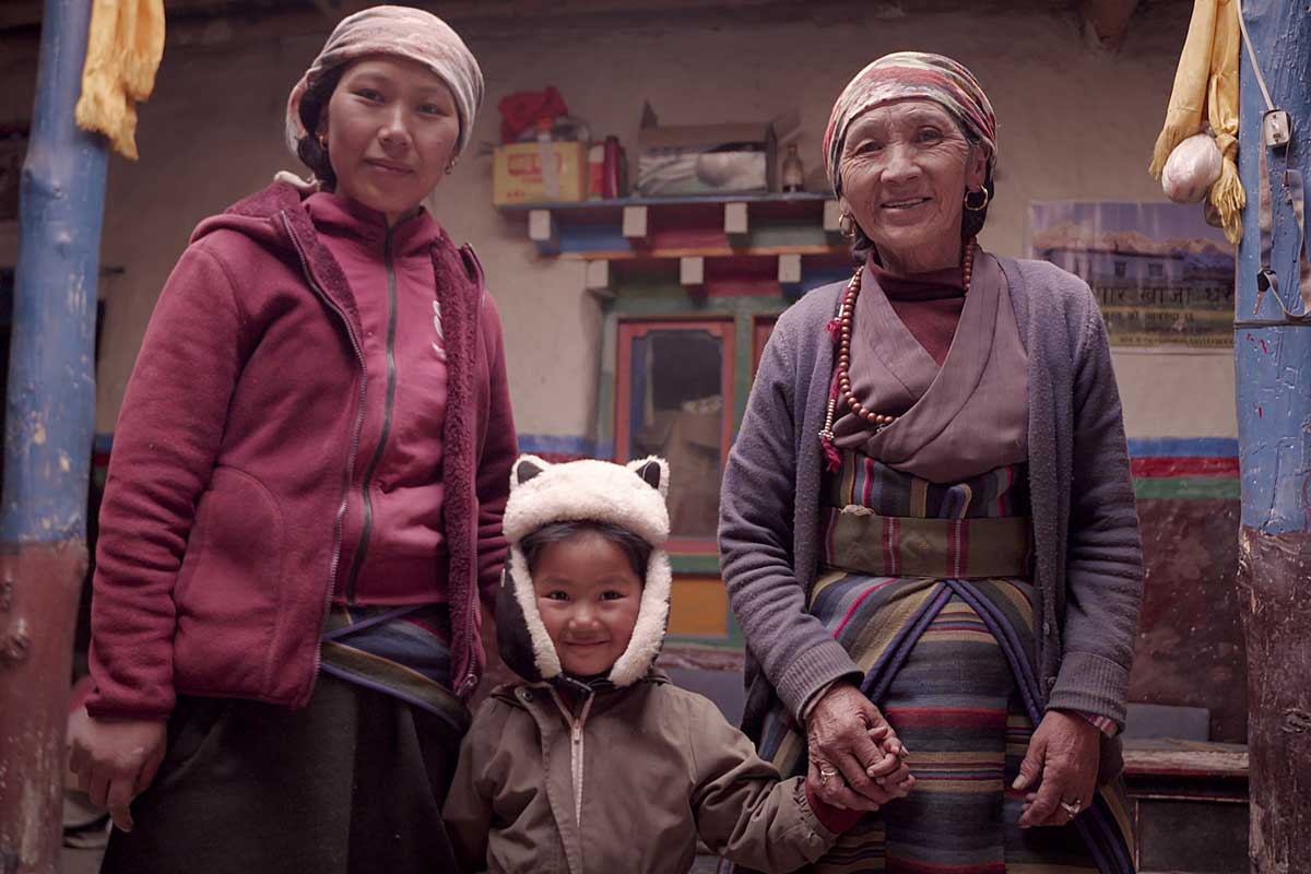 Families across the remote Upper Mustang region, like the Gurung family pictured here, benefit from health workers traversing the rugged terrain