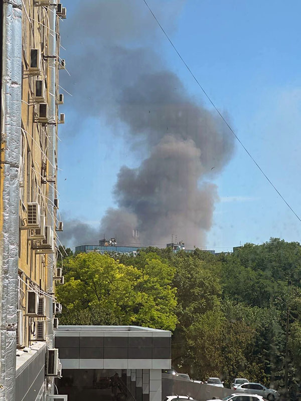 Blast waves from a June 2025 missile strike on Pivdenmash, an aerospace design center, shattered windows across the street at Dnipro State Medical University, a treatment hub for wounded soldiers evacuated from the front lines.  CREDIT: COURTESY OF YULIA LAPA