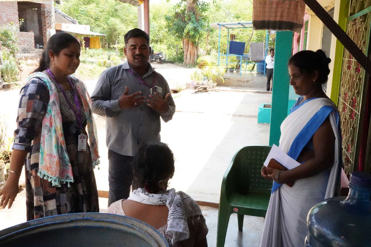 B Sitalakshmi, an ASHA worker, on a routine visit to the village to check in on their overall health, Palasa, Andhra Pradesh. Credit: K Gupta