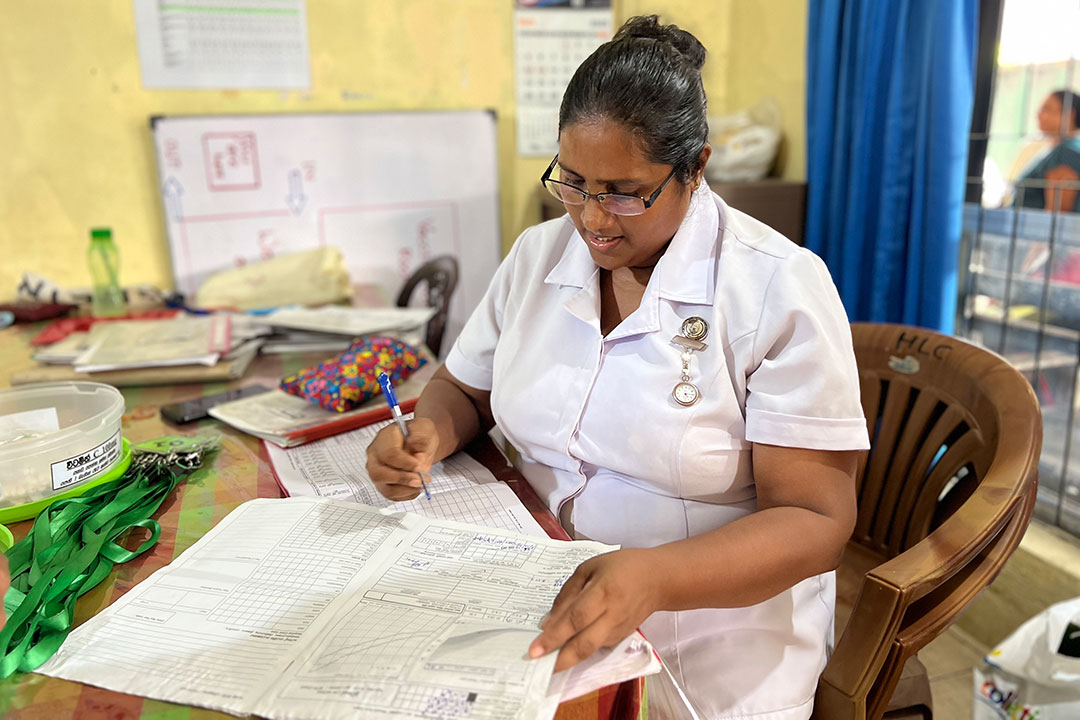 Chief Midwife W. A. M. M. Weerasekara: “Seeing the mothers and children in my care healthy and happy brings me the greatest joy”. Credit: Aanya Wipulasena