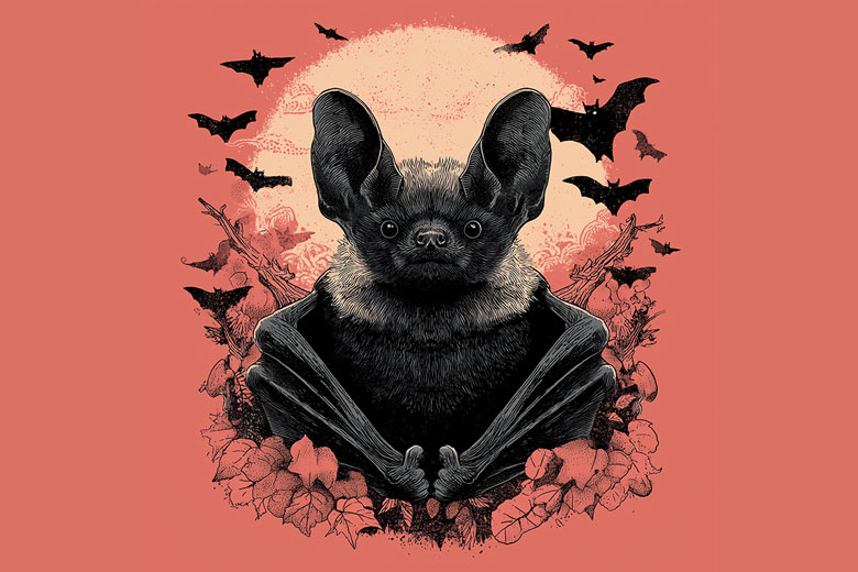 Illustration of a bat. Credit: Studio Miko/Midjourney