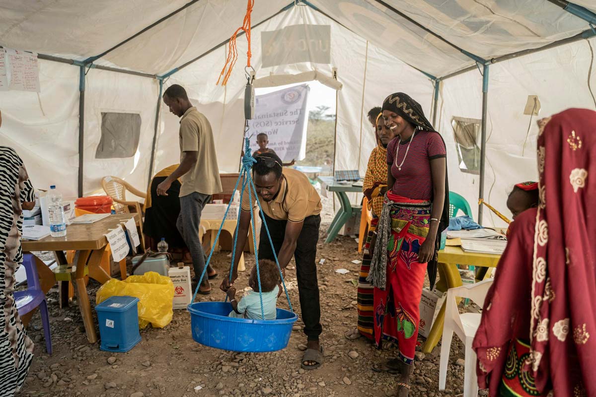 Temporary field clinic at a displacement camp in Awash Arba, January 2025. Amanuel Sileshi/AFP via Getty Images