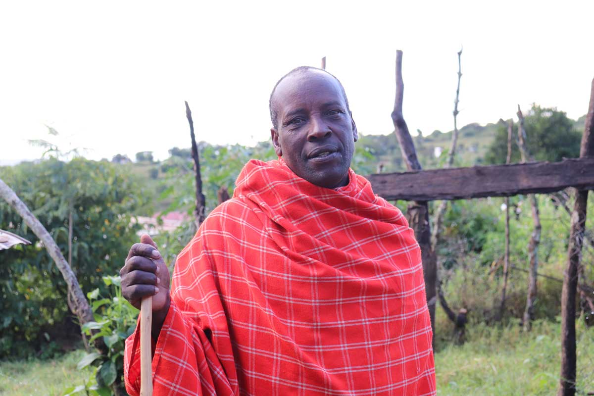 Thaku Kimaasi at his home in Enkorika village, Kenya's Kajiado County. Credit: Dominic Kirui