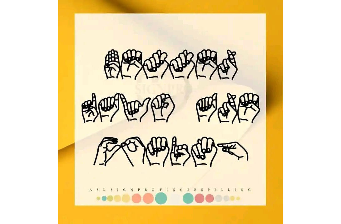 A picture of the standard sign language symbols taken by Kelvin Omega during his training.