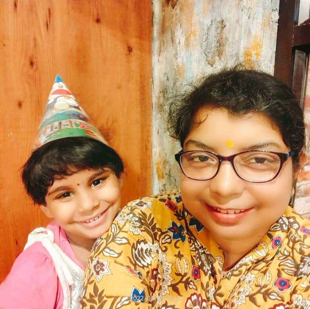 Deepanwita Dasgupta and her mother, Anindita Dasgupta, celebrate the child’s 5th birthday in 2022. Anindita Dasgupta