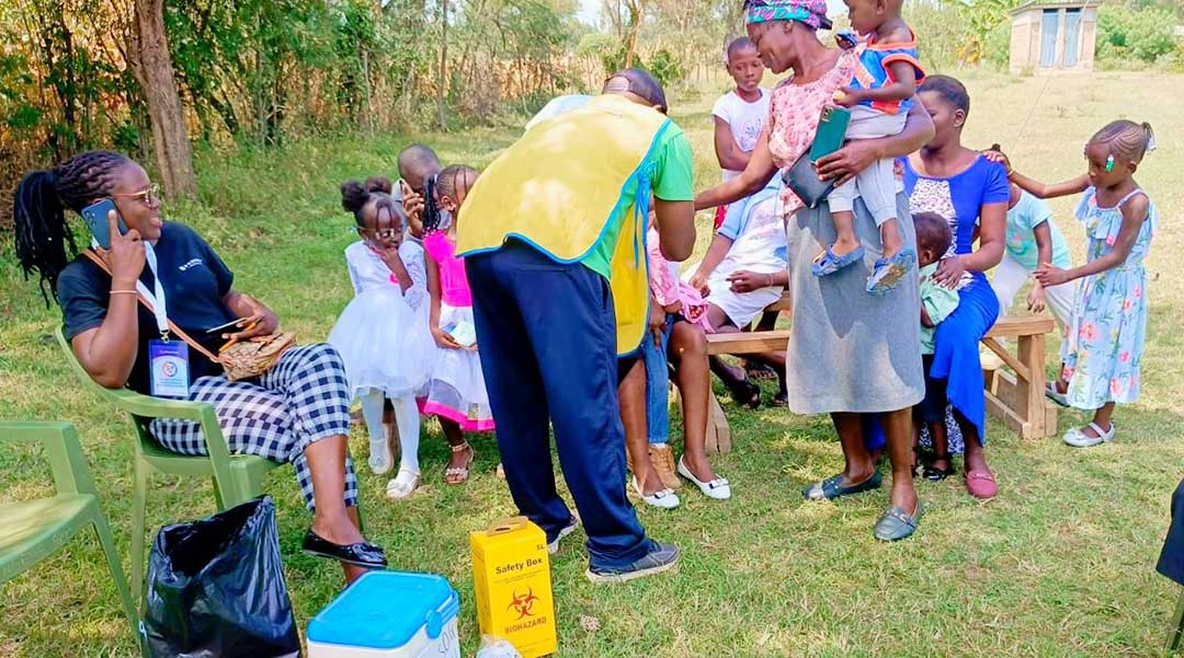 Healthcare workers administer the typhoid vaccine during the mass vaccination campaign in Kisumu in July 2025. Credit: County government of Kisumu
