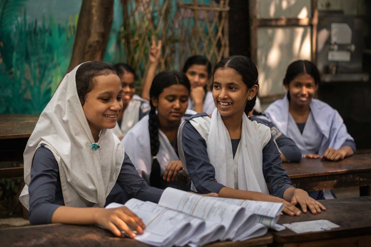 Schoolgirls in Bangladesh in the classroom during a human papillomavirus (HPV) vaccination session at the school. Credit: Gavi/2023/Ashraful Arefin.