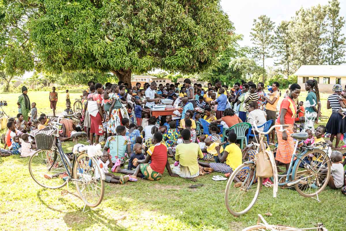 A community health outreach at a school compound in northern Uganda. Credit: Gavi/2025/Jjumba Martin