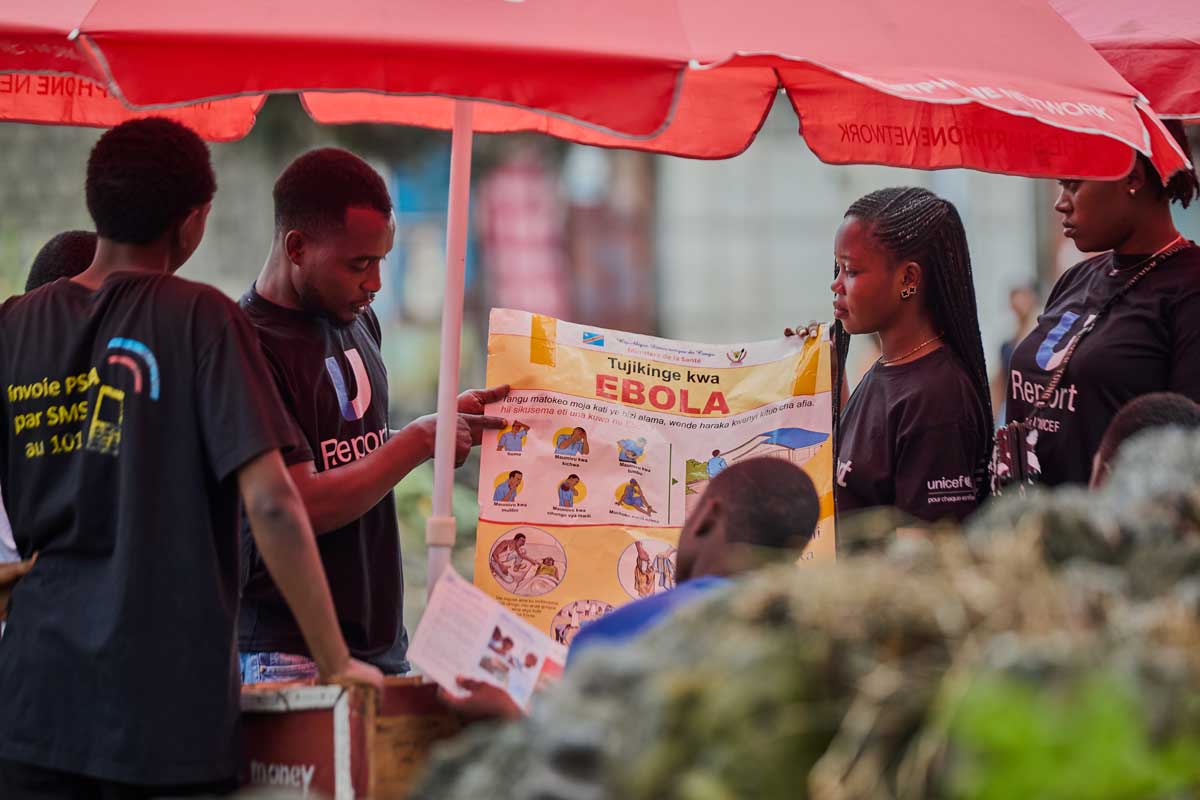 Community volunteers educating locals about Ebola. Credit: Gavi/2026