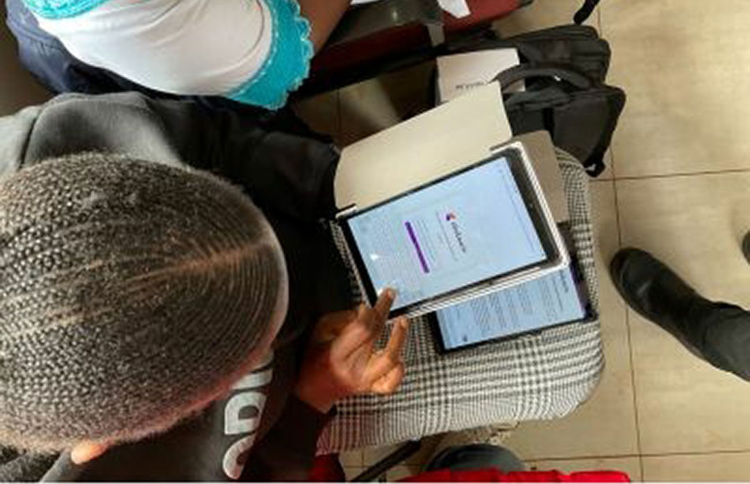 Rural health monitor training on digital device use. Credit: Eswatini health ministry