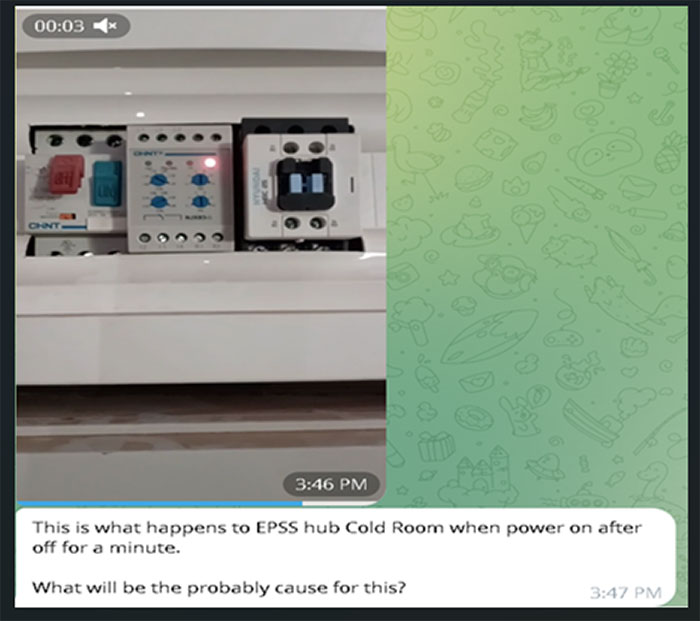 Snapshots of conversations from the technicians' Telegram peer support group.