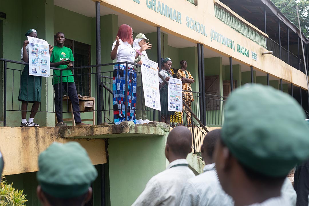 The ACHII team giving a climate health talk at Anglican Commercial Grammar School, Ibadan. Credit: Temidayo Abass