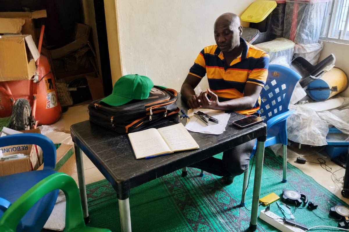 Shettima Fannami, a health worker, has made several trips under military escorts to hard-to-reach communities to vaccinate children. Credit: Jesusegun Alagbe.