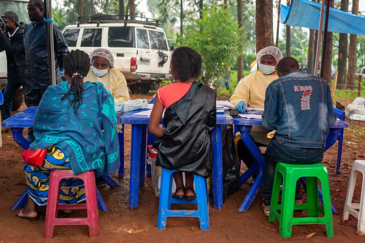 Health workers conduct interviews as part of Ebola eradication efforts in the ​Democratic ​Republic ​of ​the Congo during the 2018-2020 Ebola outbreak. Credit: Gavi/2019/Frederique Tissandier.