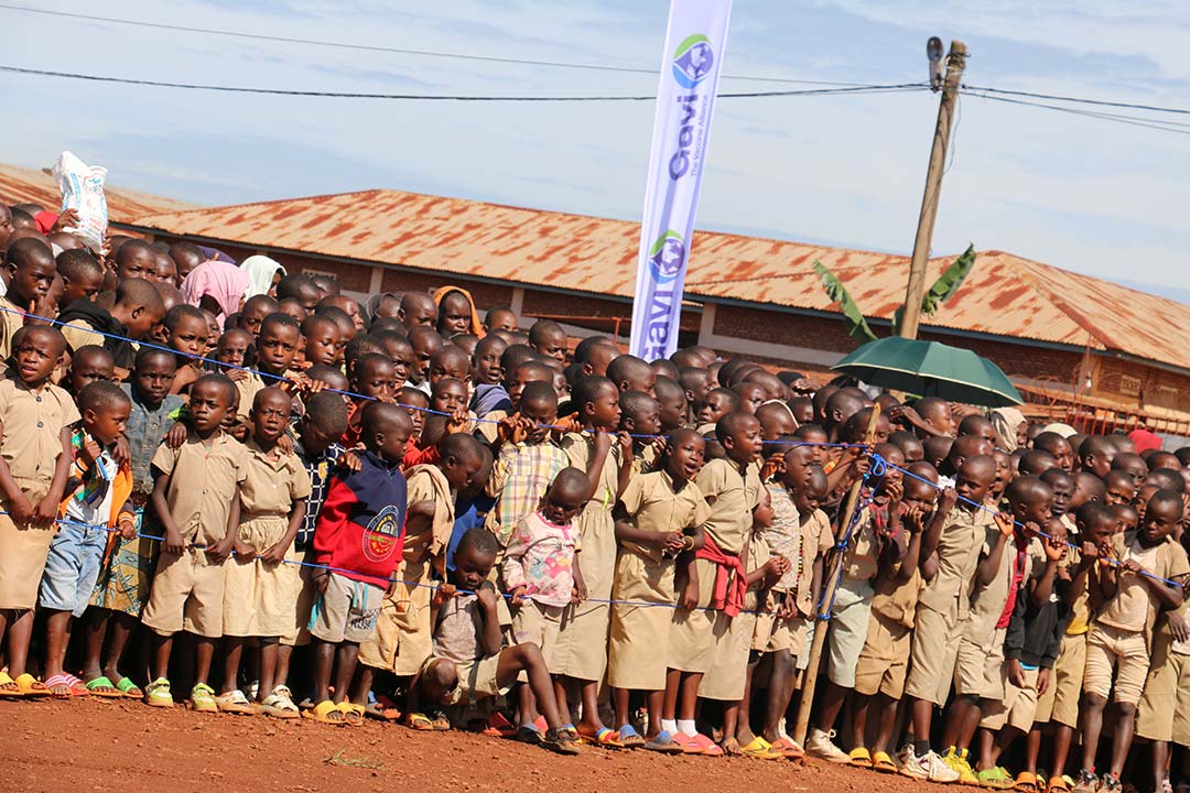 School children await the HPV vaccine rollout in Gitega, Burundi. Credit: Moses Havyarimana
