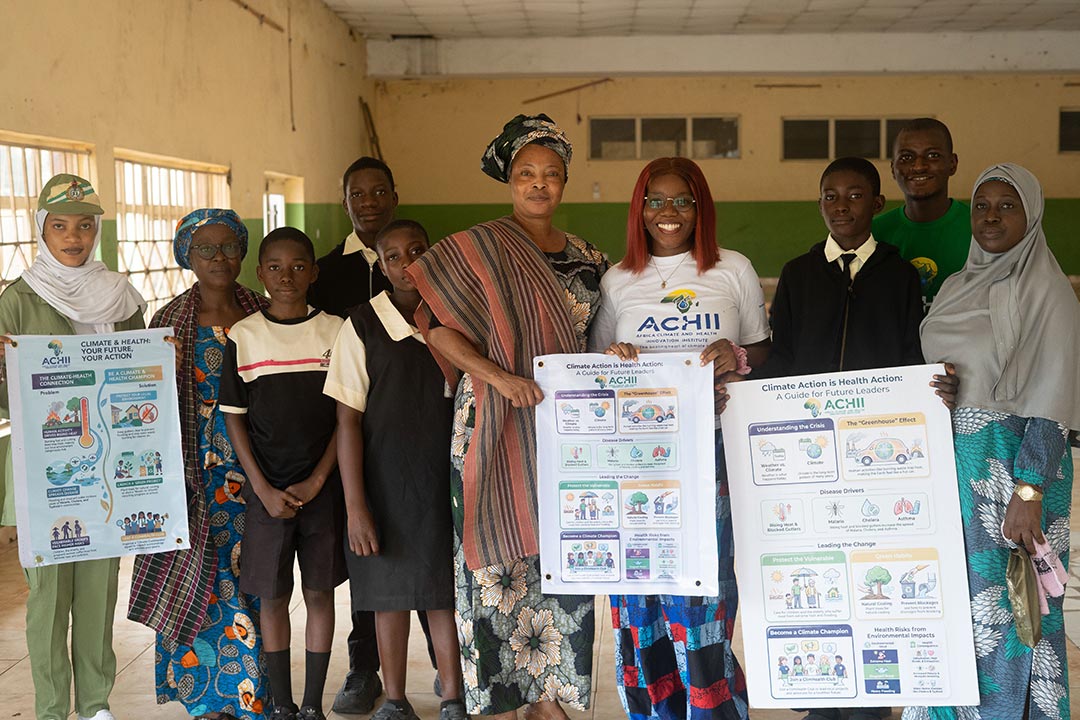 The ACHII team with members of staff at the Oba Akinbiyi High School. Credit: Temidayo Abass